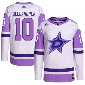 Authentic Adidas Youth Ty Dellandrea White/Purple Hockey Fights Cancer Primegreen Jersey - NHL Dallas Stars