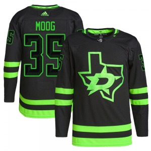 Authentic Adidas Youth Andy Moog Black Alternate Primegreen Pro Jersey - NHL Dallas Stars