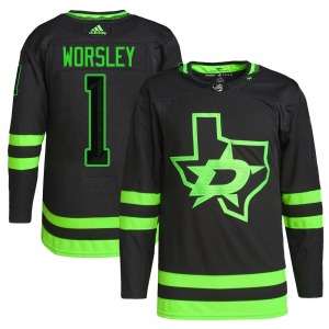 Authentic Adidas Youth Gump Worsley Black Alternate Primegreen Pro Jersey - NHL Dallas Stars