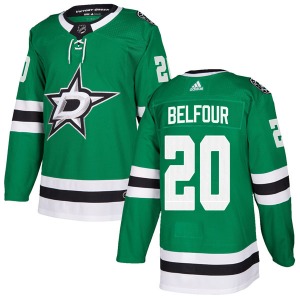 Authentic Adidas Youth Ed Belfour Green Home Jersey - NHL Dallas Stars