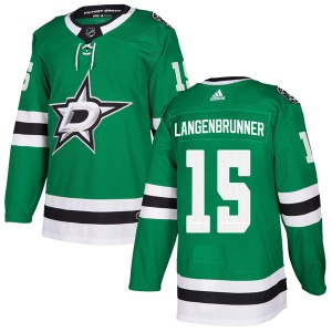 Authentic Adidas Youth Jamie Langenbrunner Green Home Jersey - NHL Dallas Stars