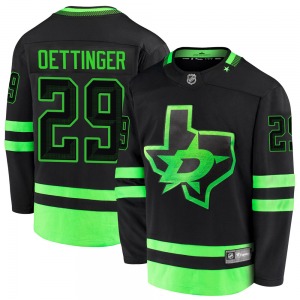 Premier Fanatics Branded Youth Jake Oettinger Black Breakaway 2020/21 Alternate Jersey - NHL Dallas Stars
