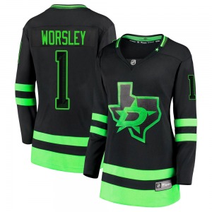 Premier Fanatics Branded Women's Gump Worsley Black Breakaway 2020/21 Alternate Jersey - NHL Dallas Stars