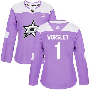 Authentic Adidas Women's Gump Worsley Purple Fights Cancer Practice Jersey - NHL Dallas Stars