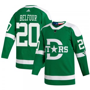 Authentic Adidas Youth Ed Belfour Green 2020 Winter Classic Jersey - NHL Dallas Stars