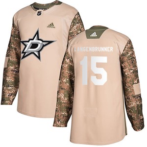 Authentic Adidas Youth Jamie Langenbrunner Camo Veterans Day Practice Jersey - NHL Dallas Stars