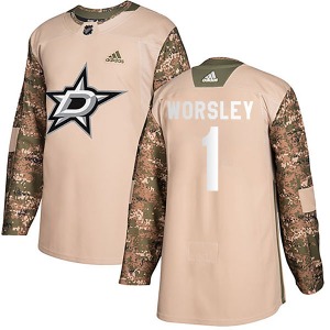 Authentic Adidas Youth Gump Worsley Camo Veterans Day Practice Jersey - NHL Dallas Stars