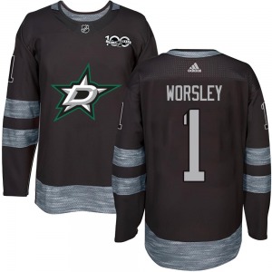 Authentic Adult Gump Worsley Black 1917-2017 100th Anniversary Jersey - NHL Dallas Stars