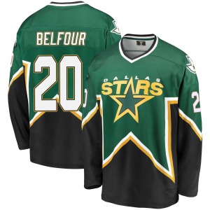 Premier Fanatics Branded Youth Ed Belfour Green/Black Breakaway Kelly Heritage Jersey - NHL Dallas Stars