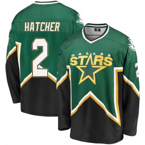 Premier Fanatics Branded Youth Derian Hatcher Green/Black Breakaway Kelly Heritage Jersey - NHL Dallas Stars