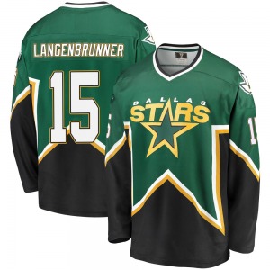 Premier Fanatics Branded Youth Jamie Langenbrunner Green/Black Breakaway Kelly Heritage Jersey - NHL Dallas Stars
