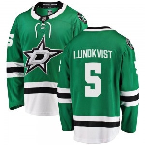 Breakaway Fanatics Branded Youth Nils Lundkvist Green Home Jersey - NHL Dallas Stars