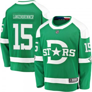 Breakaway Fanatics Branded Youth Jamie Langenbrunner Green 2020 Winter Classic Jersey - NHL Dallas Stars