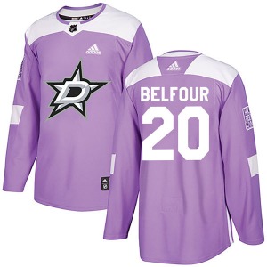 Authentic Adidas Youth Ed Belfour Purple Fights Cancer Practice Jersey - NHL Dallas Stars