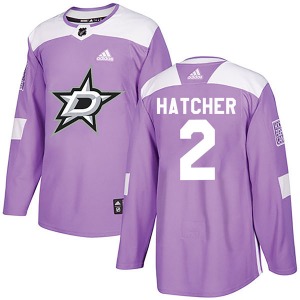 Authentic Adidas Youth Derian Hatcher Purple Fights Cancer Practice Jersey - NHL Dallas Stars
