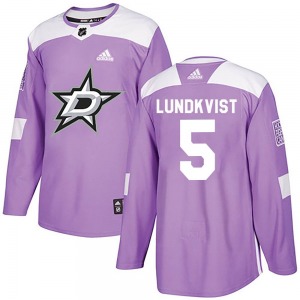 Authentic Adidas Youth Nils Lundkvist Purple Fights Cancer Practice Jersey - NHL Dallas Stars