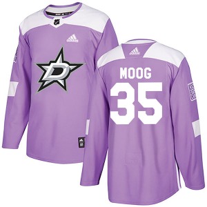 Authentic Adidas Youth Andy Moog Purple Fights Cancer Practice Jersey - NHL Dallas Stars