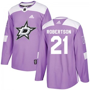 Authentic Adidas Youth Jason Robertson Purple Fights Cancer Practice Jersey - NHL Dallas Stars