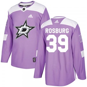 Authentic Adidas Youth Jerad Rosburg Purple Fights Cancer Practice Jersey - NHL Dallas Stars