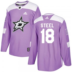 Authentic Adidas Youth Sam Steel Purple Fights Cancer Practice Jersey - NHL Dallas Stars