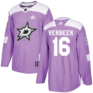 Authentic Adidas Youth Pat Verbeek Purple Fights Cancer Practice Jersey - NHL Dallas Stars
