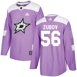 Authentic Adidas Youth Sergei Zubov Purple Fights Cancer Practice Jersey - NHL Dallas Stars