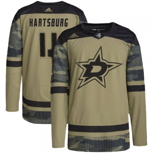 Authentic Adidas Youth Craig Hartsburg Camo Military Appreciation Practice Jersey - NHL Dallas Stars
