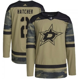 Authentic Adidas Youth Derian Hatcher Camo Military Appreciation Practice Jersey - NHL Dallas Stars