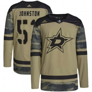 Authentic Adidas Youth Wyatt Johnston Camo Military Appreciation Practice Jersey - NHL Dallas Stars