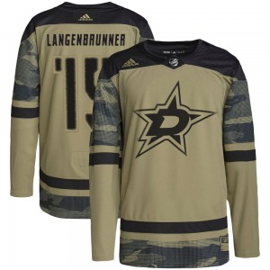 Authentic Adidas Youth Jamie Langenbrunner Camo Military Appreciation Practice Jersey - NHL Dallas Stars
