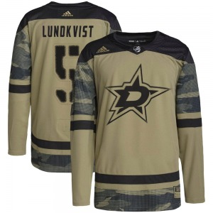Authentic Adidas Youth Nils Lundkvist Camo Military Appreciation Practice Jersey - NHL Dallas Stars