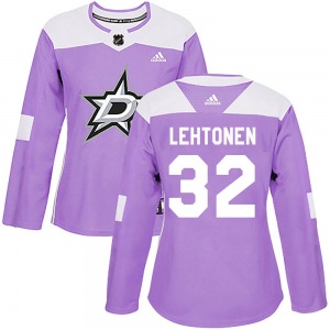 Authentic Adidas Women's Kari Lehtonen Purple Fights Cancer Practice Jersey - NHL Dallas Stars